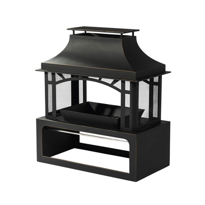 Alora 40-Inch Outdoor Steel Wood-Burning Backyard Fireplace Fire Pit