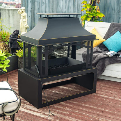 Alora 40-Inch Outdoor Steel Wood-Burning Backyard Fireplace Fire Pit