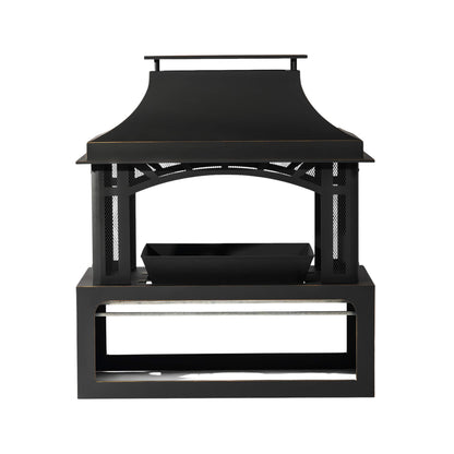 Alora 40-Inch Outdoor Steel Wood-Burning Backyard Fireplace Fire Pit