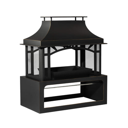 Alora 40-Inch Outdoor Steel Wood-Burning Backyard Fireplace Fire Pit