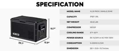 ICECO Single Zone Portable Freezer 35 LT