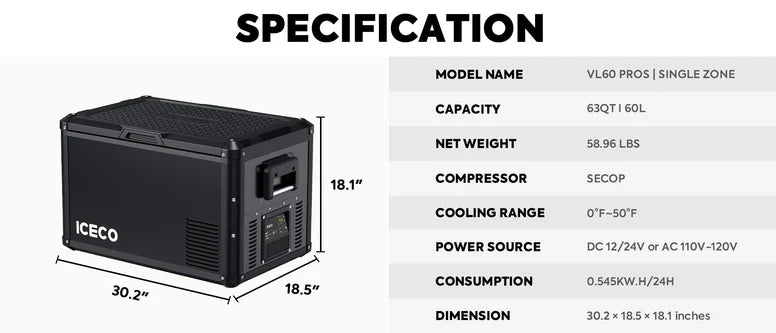 ICECO Single Zone Portable Freezer 60 LT