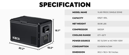 ICECO Single Zone Portable Freezer 60 LT