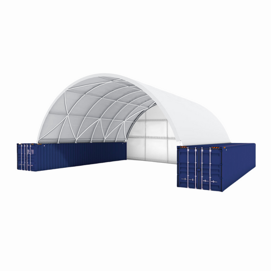 40FT x 40FT x 13FT Container Shelter with Closed Back Panel