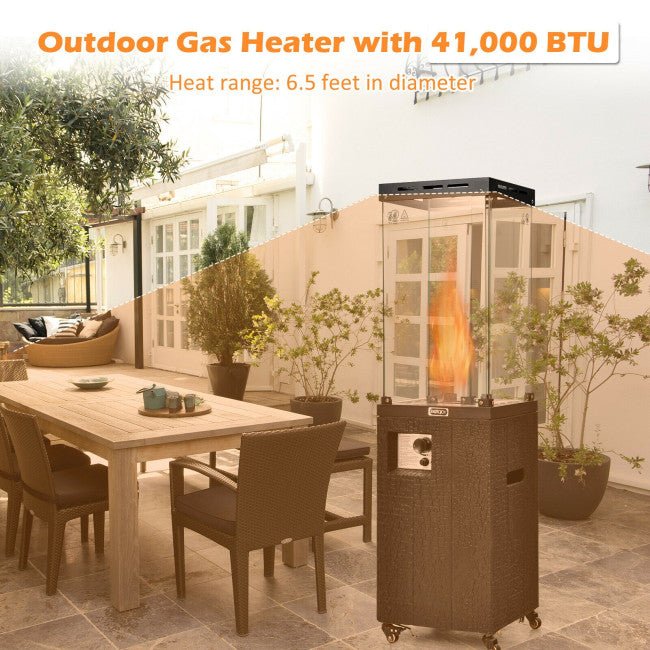 41K BTU Outdoor Propane Gas Patio Heater with Lockable Wheels