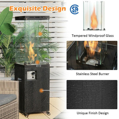 41K BTU Outdoor Propane Gas Patio Heater with Lockable Wheels