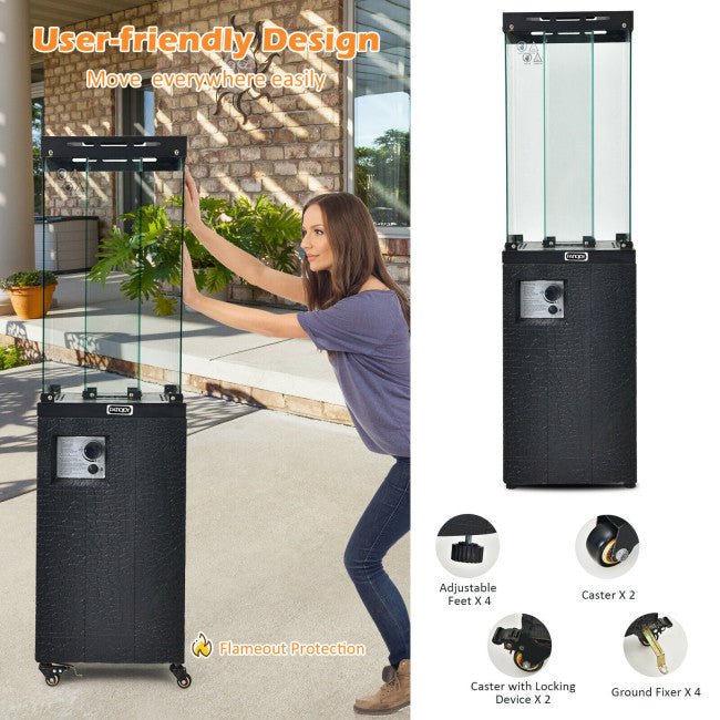 41K BTU Outdoor Propane Gas Patio Heater with Lockable Wheels