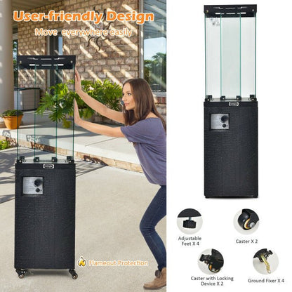 41K BTU Outdoor Propane Gas Patio Heater with Lockable Wheels