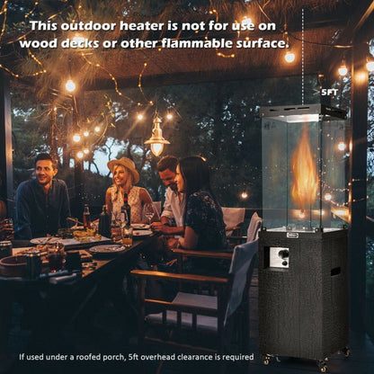 41K BTU Outdoor Propane Gas Patio Heater with Lockable Wheels