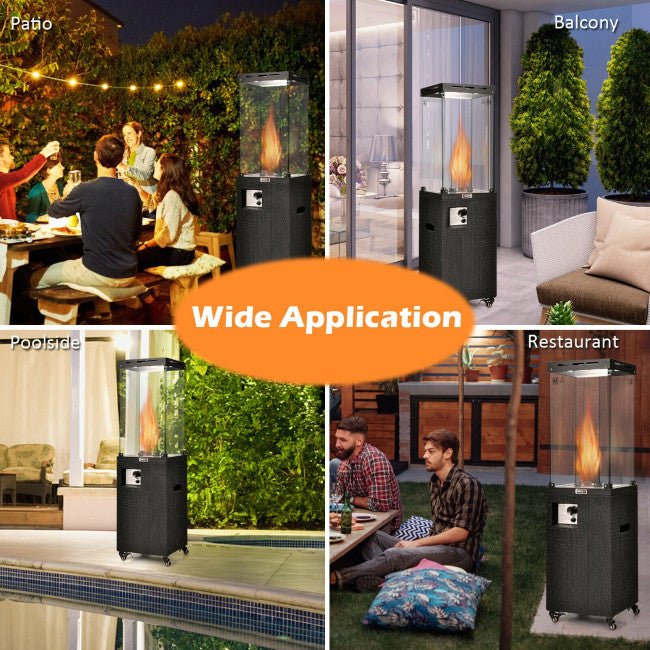 41K BTU Outdoor Propane Gas Patio Heater with Lockable Wheels