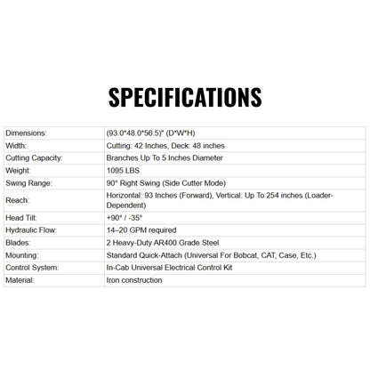 Heavy-Duty 42-Inch Articulating Brush Cutter Universal Skid Steer Attachment