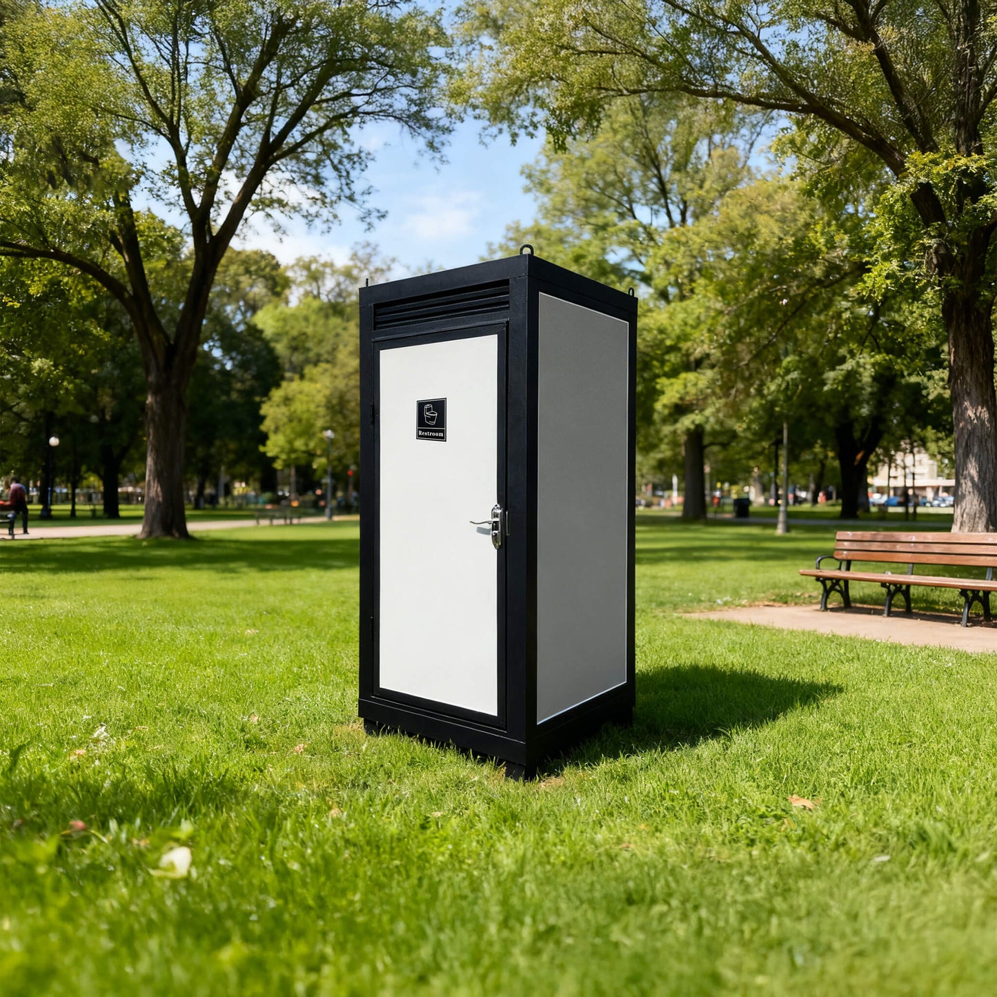 42-Inch One-Person Portable Outdoor Toilet Cabin With Light, Sink, and Vent Fan