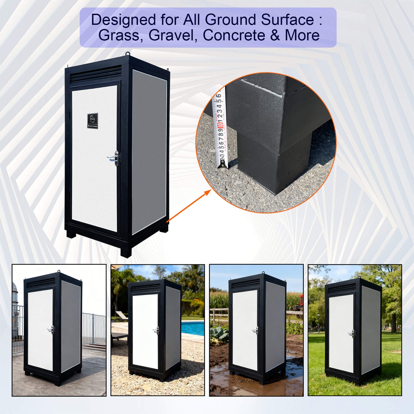 42-Inch One-Person Portable Outdoor Toilet Cabin With Light, Sink, and Vent Fan