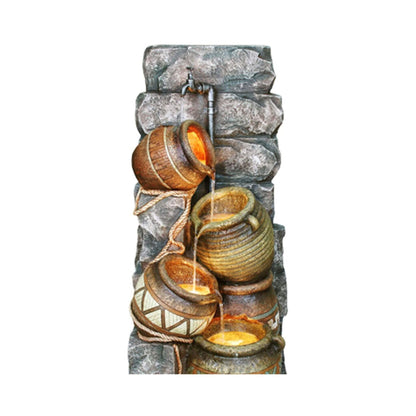 Alora 43-Inch Tall Outdoor Polyresin Potter Pitcher Water Fountain with LED Lights