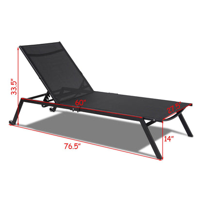 Outdoor Patio Height Adjustable Sling Armless Lounge Chaise