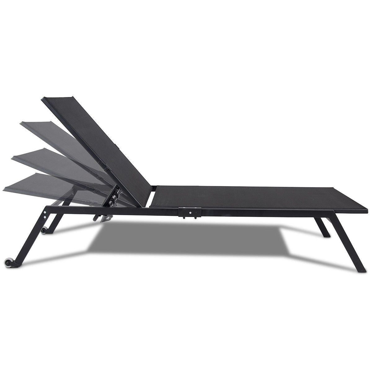 Outdoor Patio Height Adjustable Sling Armless Lounge Chaise