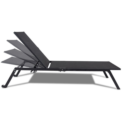 Outdoor Patio Height Adjustable Sling Armless Lounge Chaise