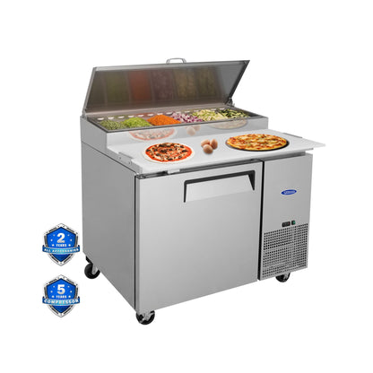 44" Commercial Pizza Prep Table With Built-In 11 Cu.Ft. Refrigerator