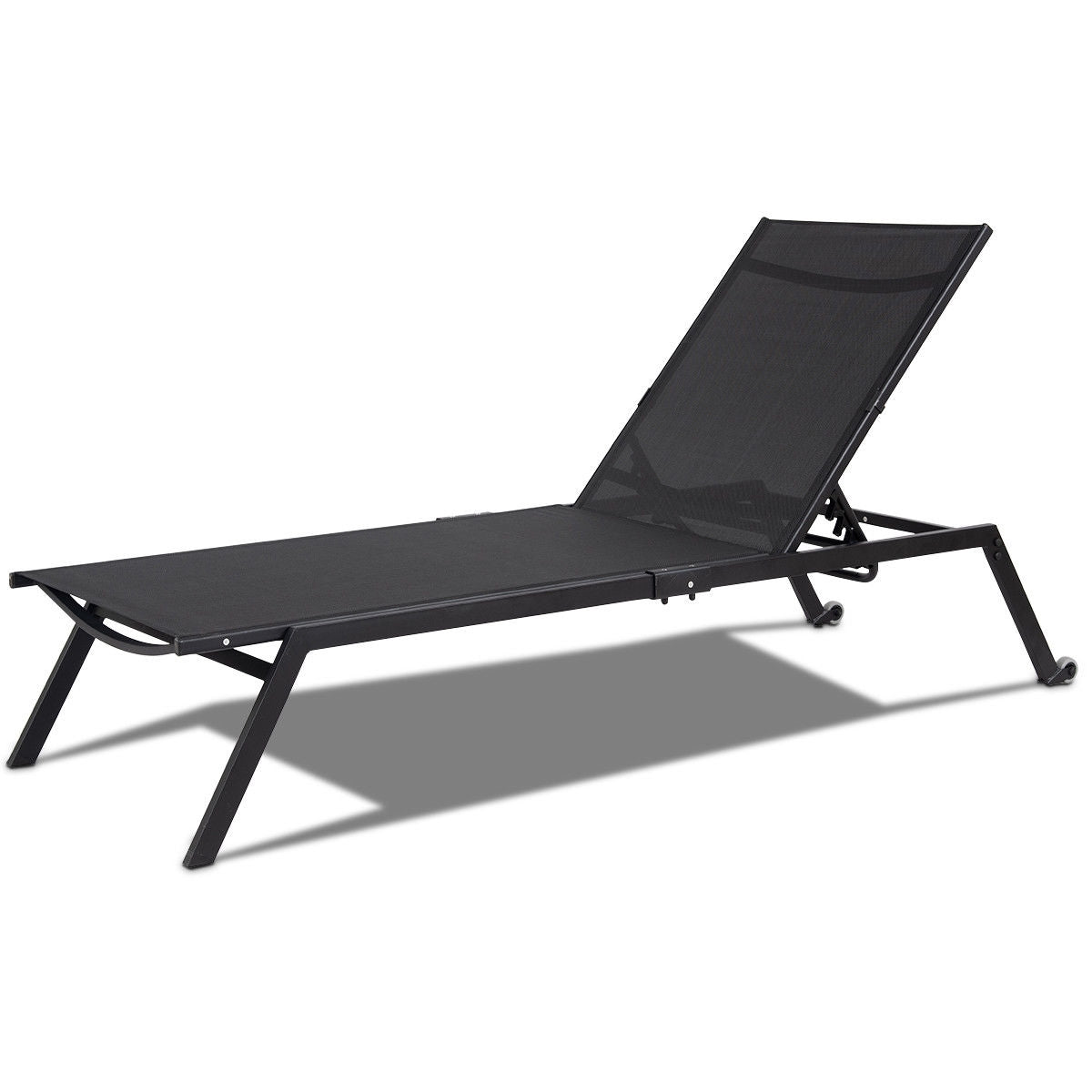 Outdoor Patio Height Adjustable Sling Armless Lounge Chaise