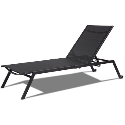 Outdoor Patio Height Adjustable Sling Armless Lounge Chaise