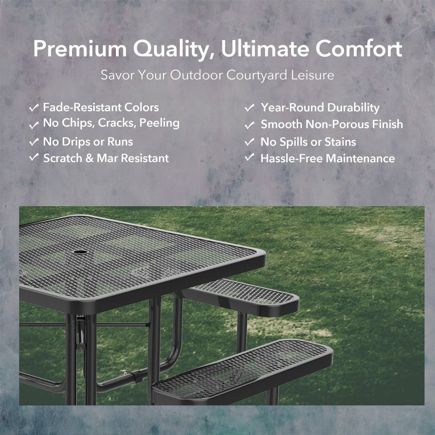 46" Square Picnic Table with Umbrella Hole