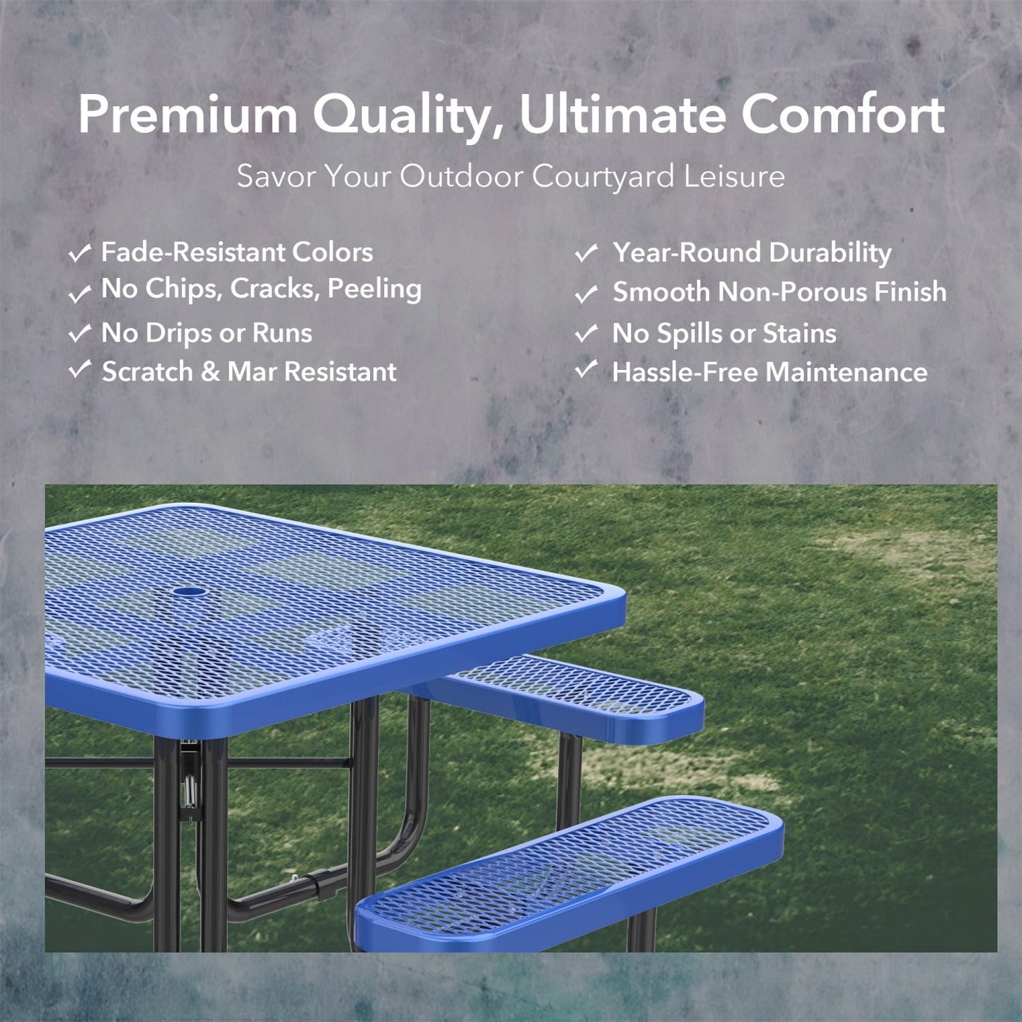 46" Square Picnic Table with Umbrella Hole