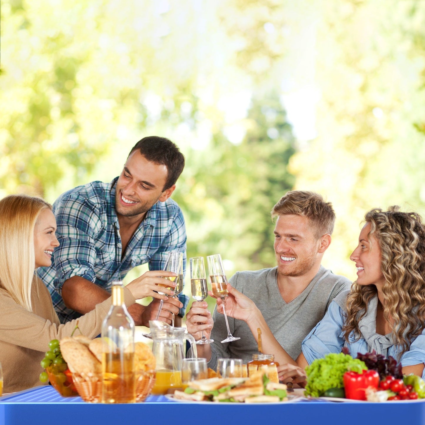 46" Square Picnic Table with Umbrella Hole