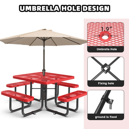 46" Square Picnic Table with Umbrella Hole