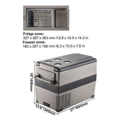 47.5QT Mini Portable Compact 12V Car Refrigerator Freezer Cooler, 45L
