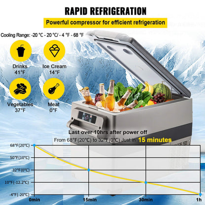 47.5QT Mini Portable Compact 12V Car Refrigerator Freezer Cooler, 45L