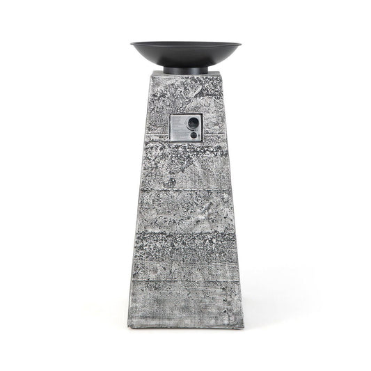 48-Inch Large Outdoor Propane Fire Bowl Tower Column with Cover & Lava Rocks