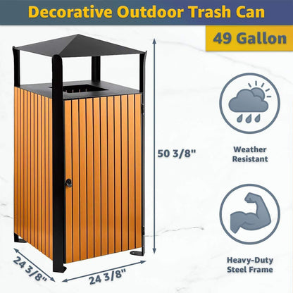 49-Gallon Heavy-Duty Commercial Outdoor Trash Can with Covered Top