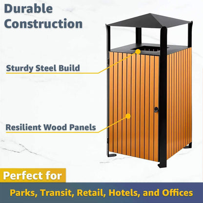 49-Gallon Heavy-Duty Commercial Outdoor Trash Can with Covered Top