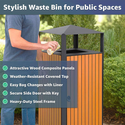 49-Gallon Heavy-Duty Commercial Outdoor Trash Can with Covered Top
