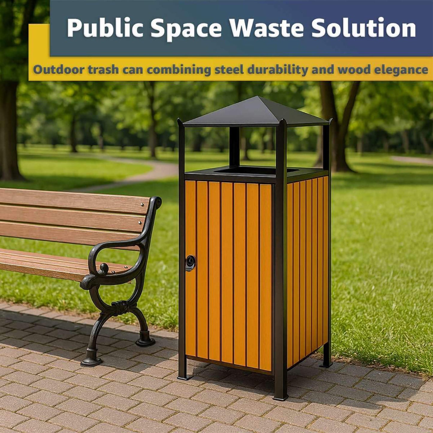49-Gallon Heavy-Duty Commercial Outdoor Trash Can with Covered Top