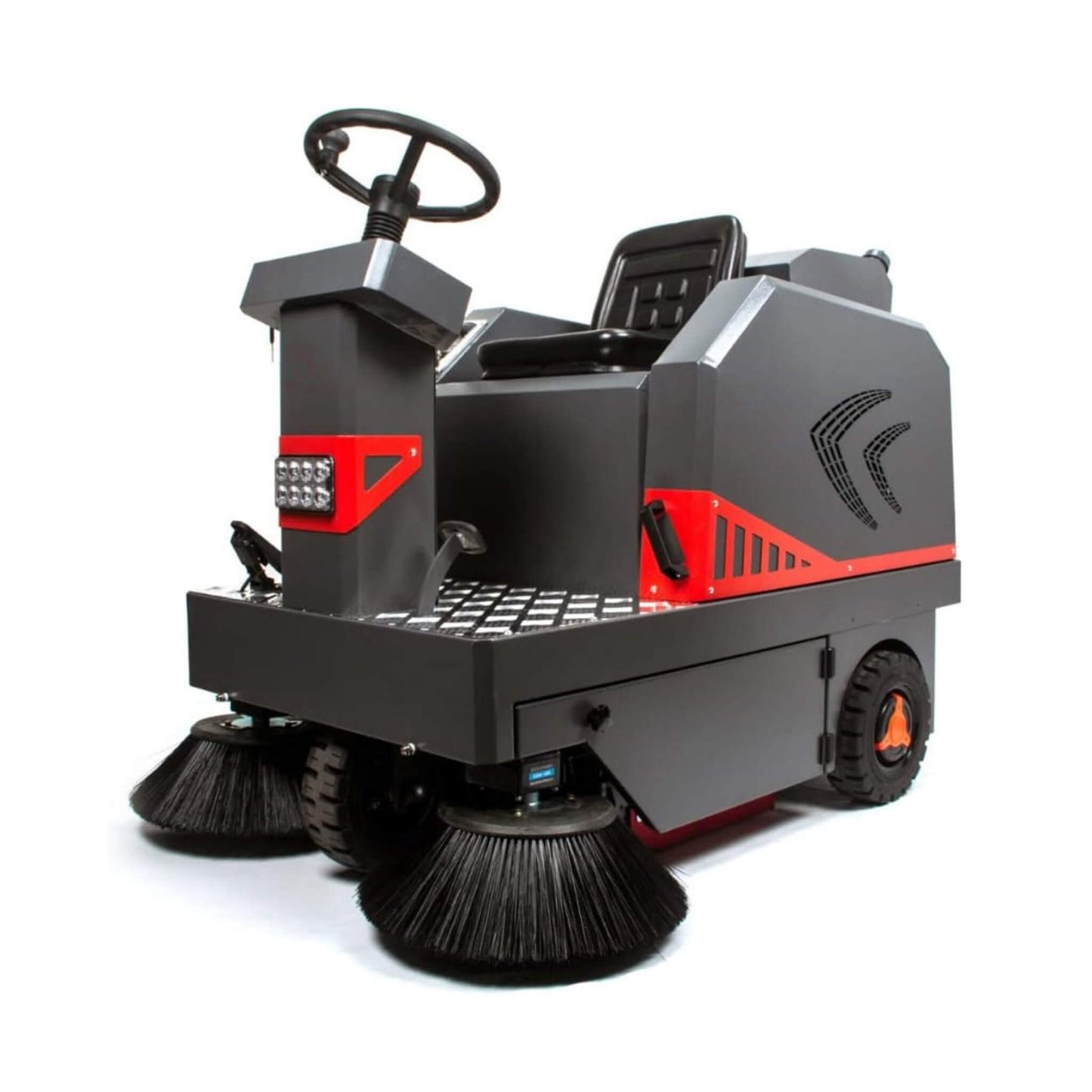 49-Inch Heavy-Duty 1400W Electric Industrial Ride-On Floor Sweeper with Dustbin & Water Tank