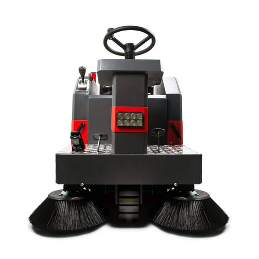 49-Inch Heavy-Duty 1400W Electric Industrial Ride-On Floor Sweeper with Dustbin & Water Tank