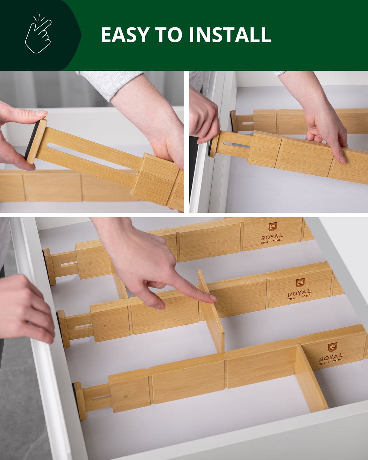 Drawer Dividers 22” with inserts, Natural