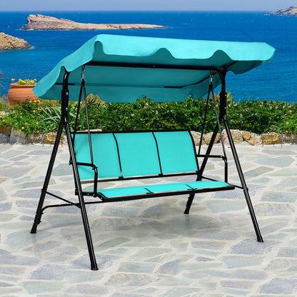 3 Person Patio Swing with Polyester Angle Adjustable Canopy