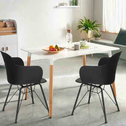 Set of 2 Metal Frame Modern Petal-Shape Plastic Dining Chairs
