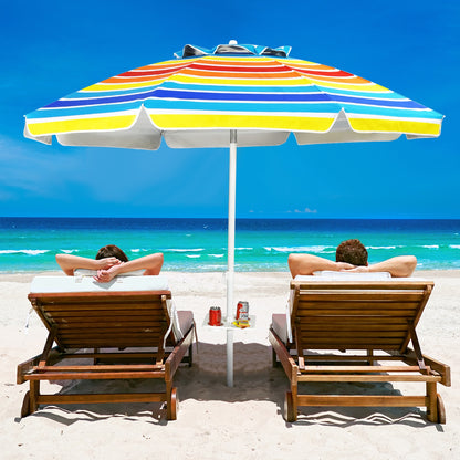 7.2 FT Portable Outdoor Beach Umbrella with Sand Anchor and Tilt Mechanism