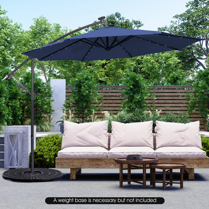 10 Feet Patio Solar Powered Cantilever Umbrella with Tilting System