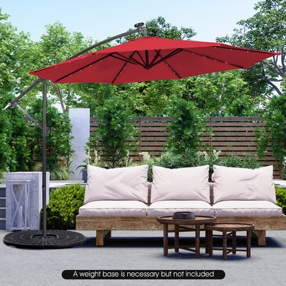 10 Feet Patio Solar Powered Cantilever Umbrella with Tilting System