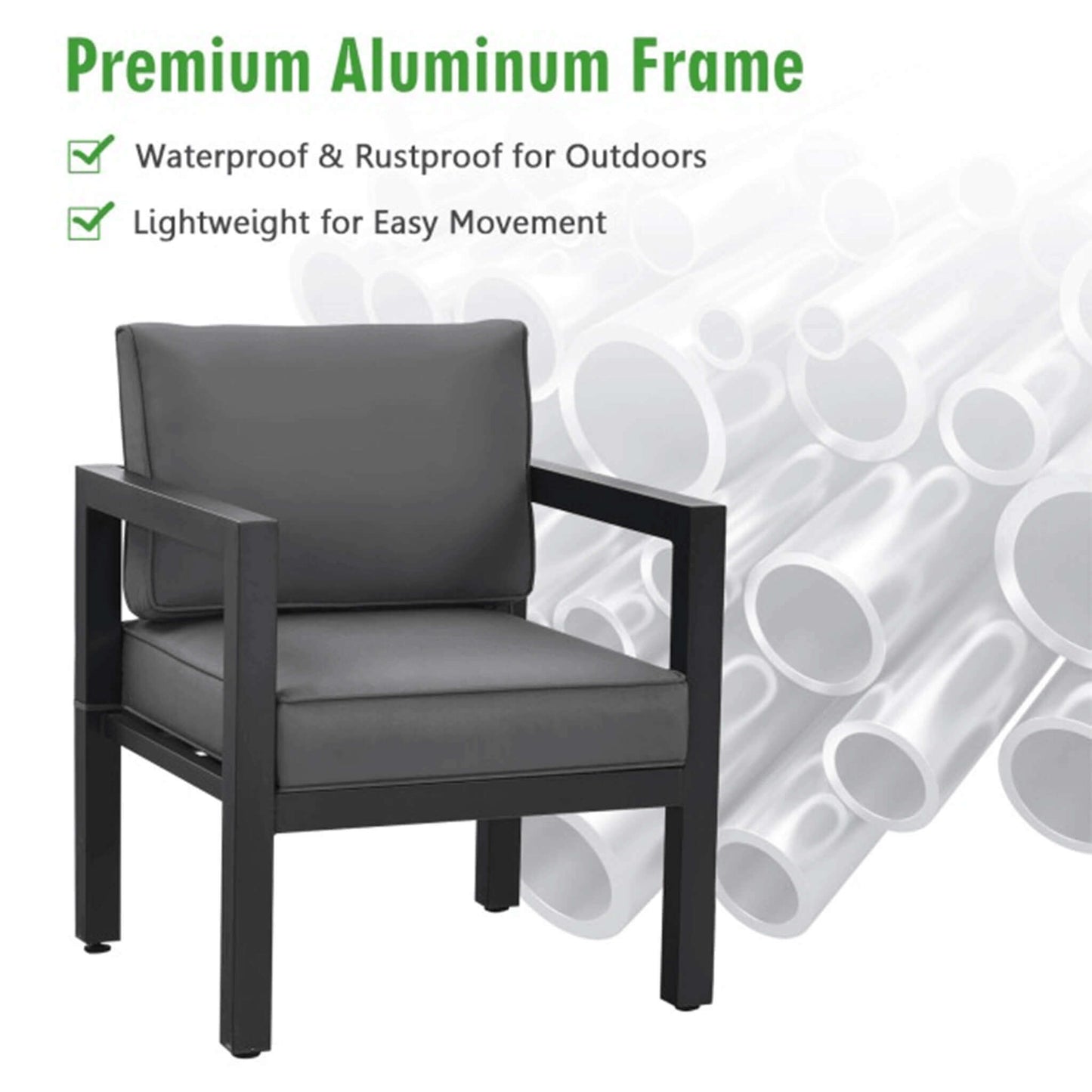 Premium Outdoor Aluminum Furniture Set For Backyard & Poolside 4PCS