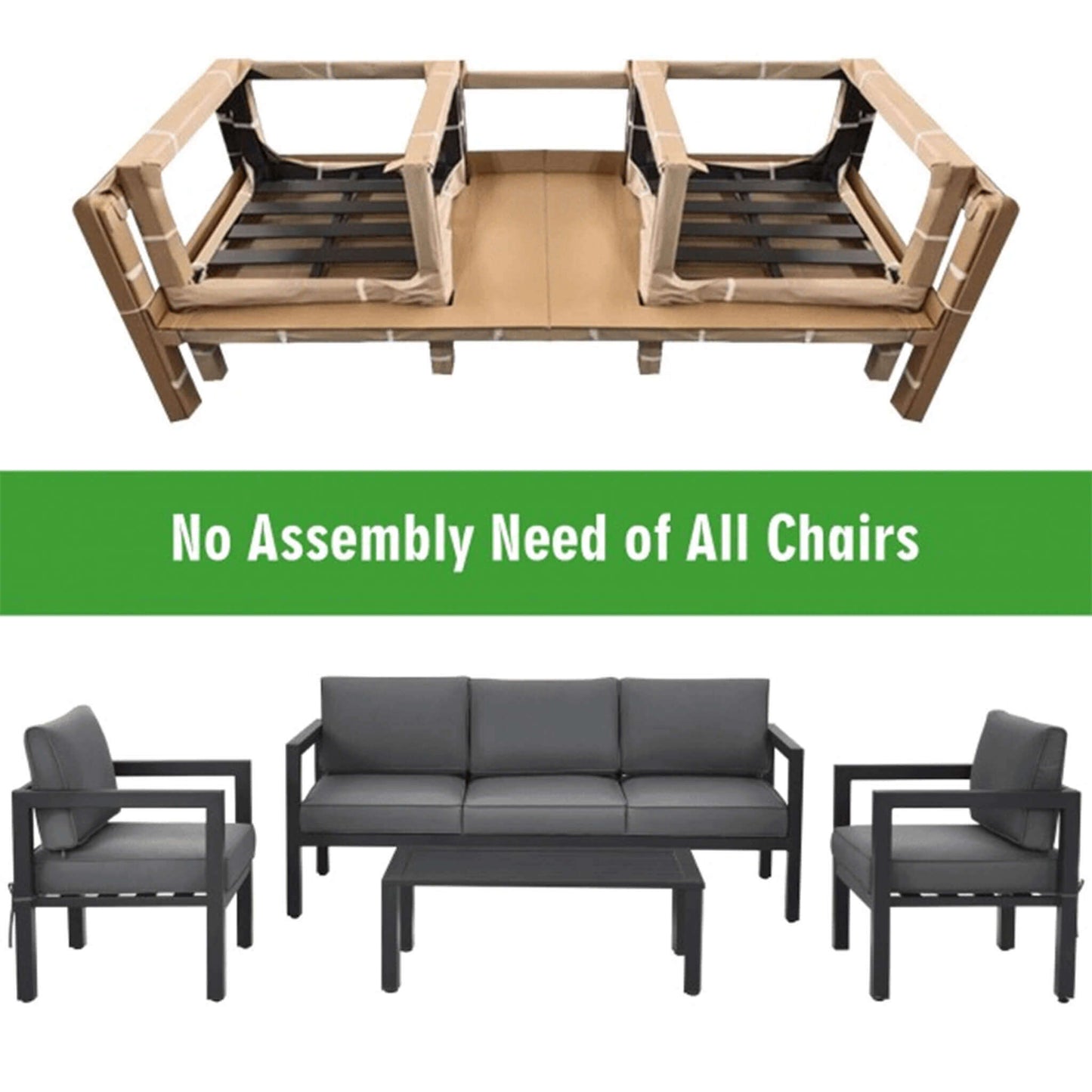 Premium Outdoor Aluminum Furniture Set For Backyard & Poolside 4PCS