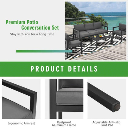 Premium Outdoor Aluminum Furniture Set For Backyard & Poolside 4PCS