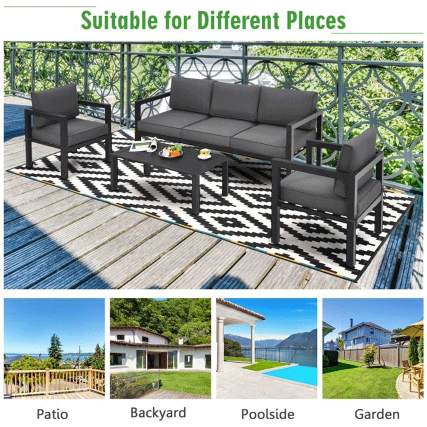 Premium Outdoor Aluminum Furniture Set For Backyard & Poolside 4PCS