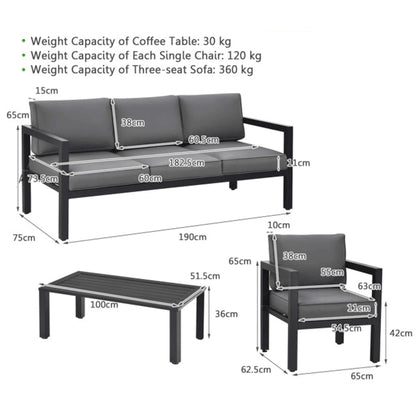 Premium Outdoor Aluminum Furniture Set For Backyard & Poolside 4PCS