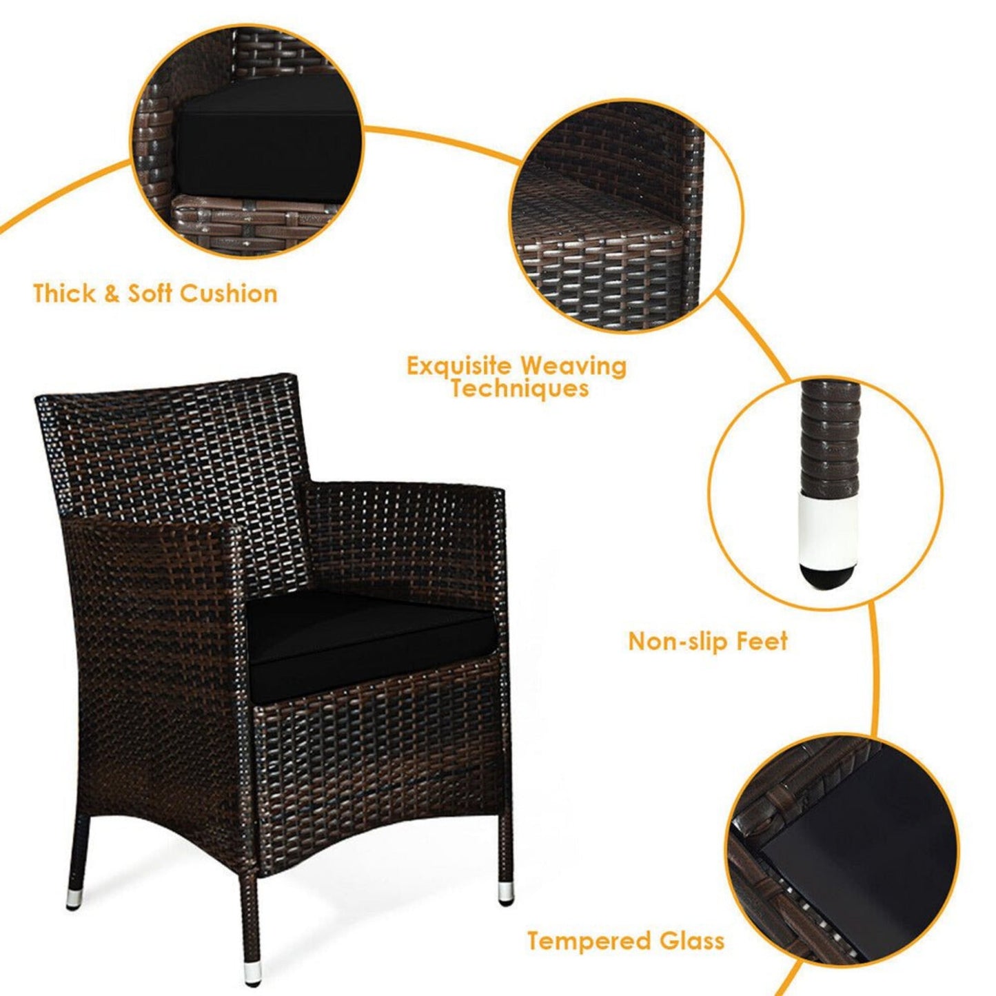 Alora 4-Piece Outdoor Rattan Patio Furniture Set With Cushions & Coffee Table