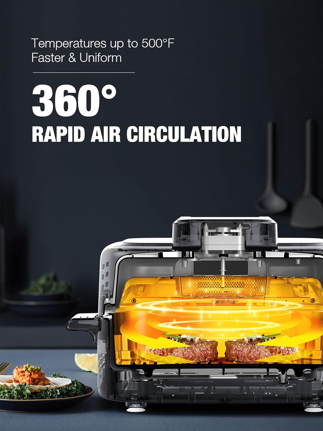 5-IN-1 5QT Indoor Air Fryer Crisps Roasts Reheats Dehydrates for Quick